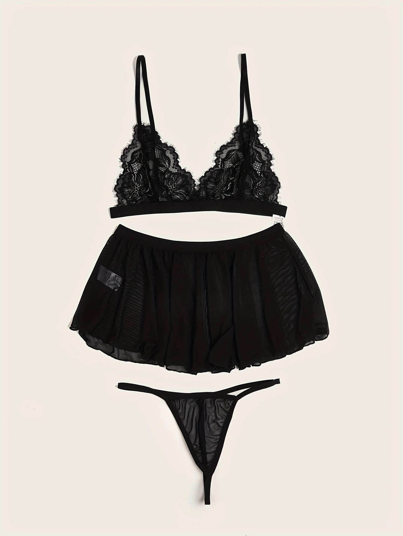 Black Ribbon Cross-Back Lingerie Set – Elegant & Seductive Nightwear