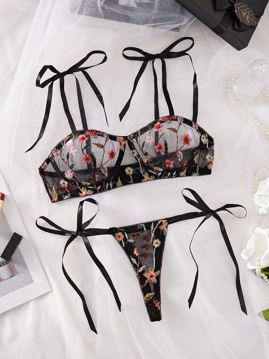 Tie-Up Lingerie Set – Sensual Bra & Thong for Intimate Nights